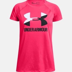 UNDER ARMOUR girls' solid big logo SS tee
